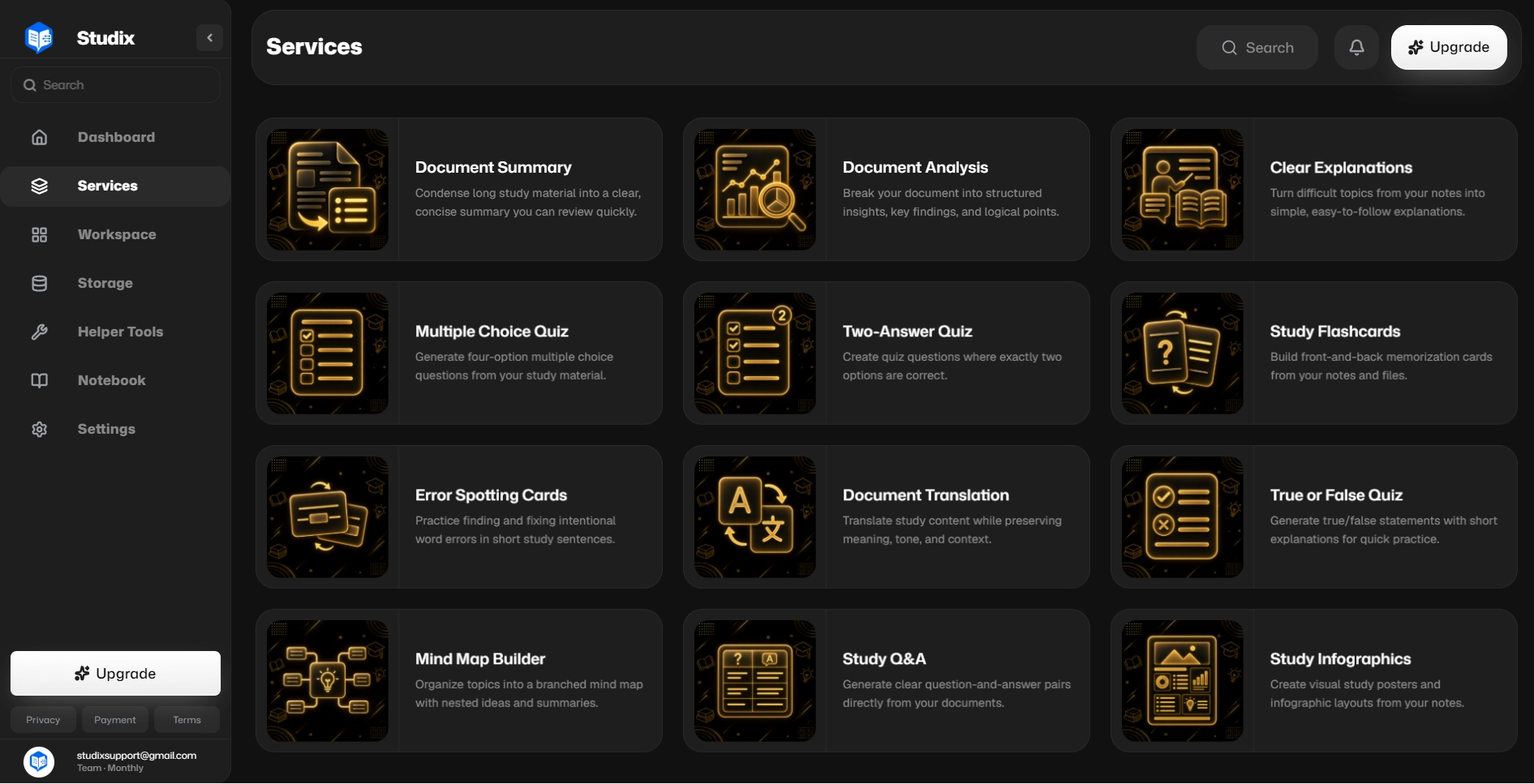 Studix Platform services with AI educational tools